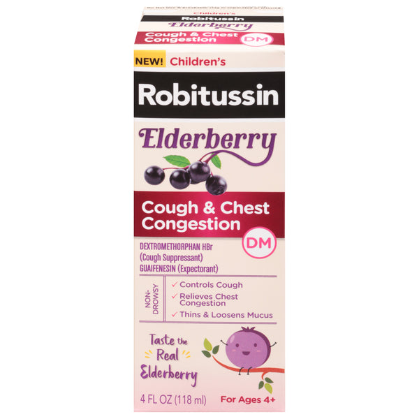 Robitussin Children's Robitussin® Elderberry Cough &amp; Chest Congestion DM – 4 Fl Oz Personal Care