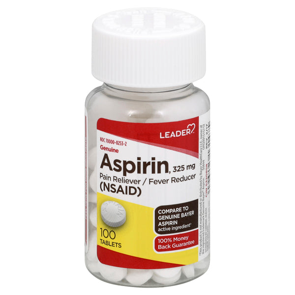 Leader Leader Aspirin, Genuine, 325 Mg Tablets Medicine & Drugs