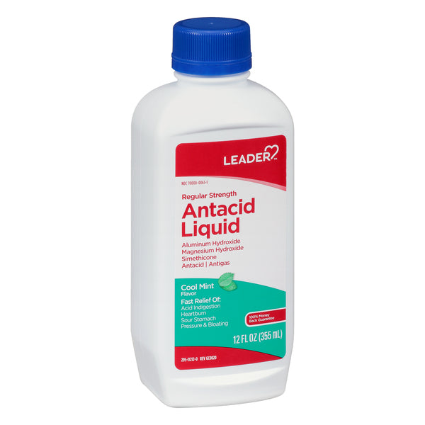Leader Leader, Antacid Liquid, Regular Strength, Cool Mint Flavor, 12 Oz Medicine Cabinets