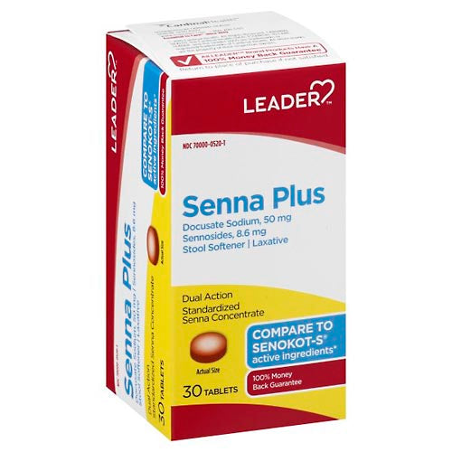 0 Leader(Tm)Senna Plus Stool Softener Plus Laxative  Tablets 30Ct Medicine & Drugs