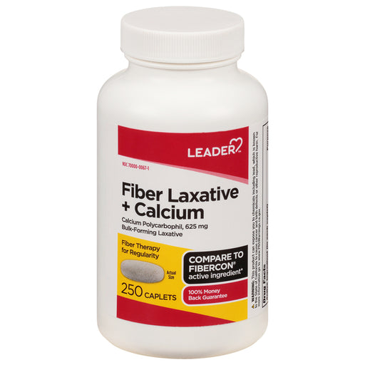 Leader Leader Fiber Laxative + Calcium Polycarbophil 625Mg Caplets 250 Ct Medicine & Drugs