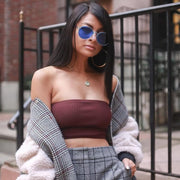 zeroUV Retro Fashion Round Color Tone Colors Flat Lens Sunglasses C437 Sunglasses