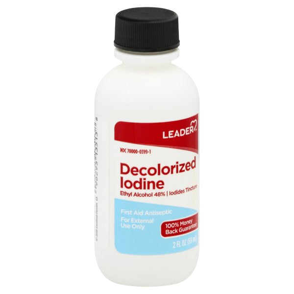 Leader Leader Decolorized Iodine First Aid Antiseptic, 2 Oz First Aid White Smoke