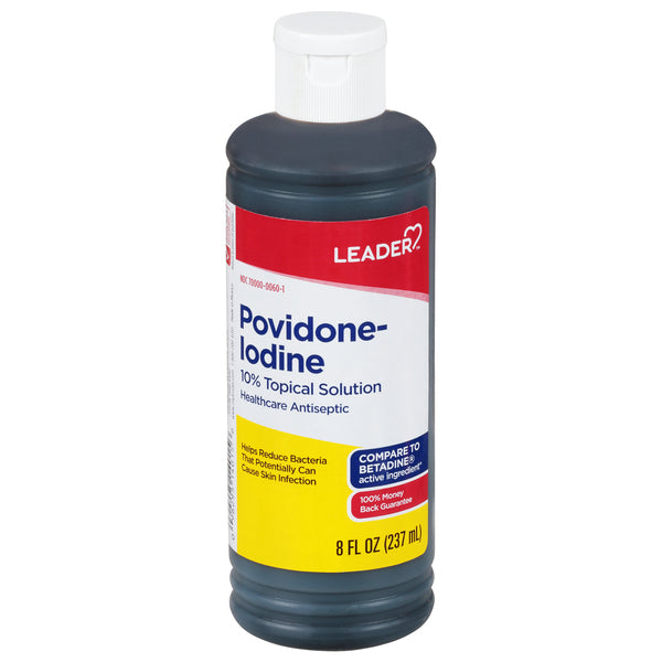 Leader Leader Povidone Iodine Topical Solution First Aid Antiseptic Wound Cleanser 8 Oz First Aid White Smoke
