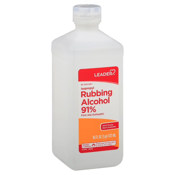 Leader Leader Rubbing Alcohol, Isopropyl, 91%, 16 Fl Oz Antiseptics & Cleaning Supplies Light Gray