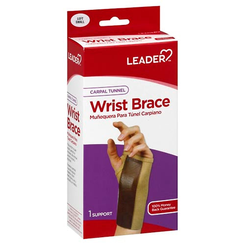 Leader Leader Wrist Brace, Carpal Tunnel, Left, Small Medical Supplies White Smoke