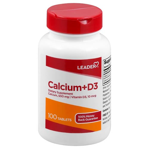 0 Leader Calcium Plus D3 Dietary Supplement Tablets Vitamins & Supplements