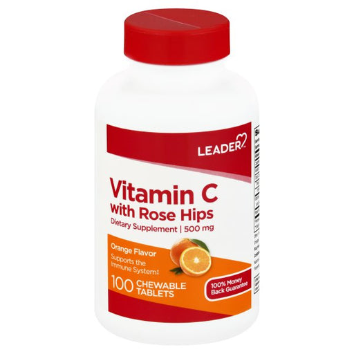 Leader Leader Vitamin C, 500 Mg, Chewable Tablets, Orange Flavor Vitamins & Supplements