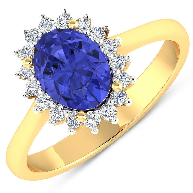 Bids.com 1.92 Carat Genuine Tanzanite and White Diamond 14K Yellow Gold Ring Rings