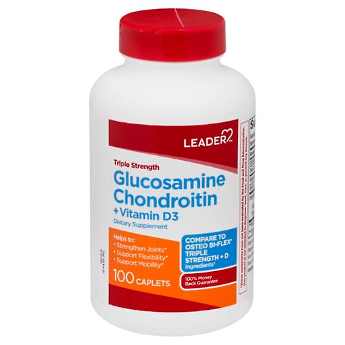 0 Leader™ Triple Strength Glucosamine Chondroitin + Vitamin D3 – Caplets Vitamins & Supplements