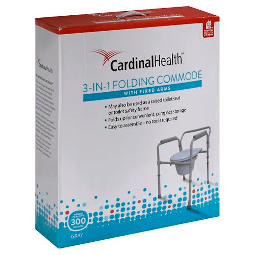 0 Cardinal Health, Commode, 3-in-1, With Fixed Arms, Folding, Gray Bathroom Accessories