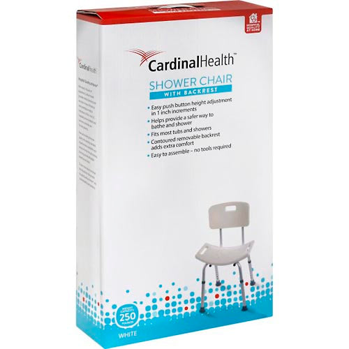 Cardinal Health Cardinal Health™ Shower Chair with Back – Adjustable Safety Seat (White) shower