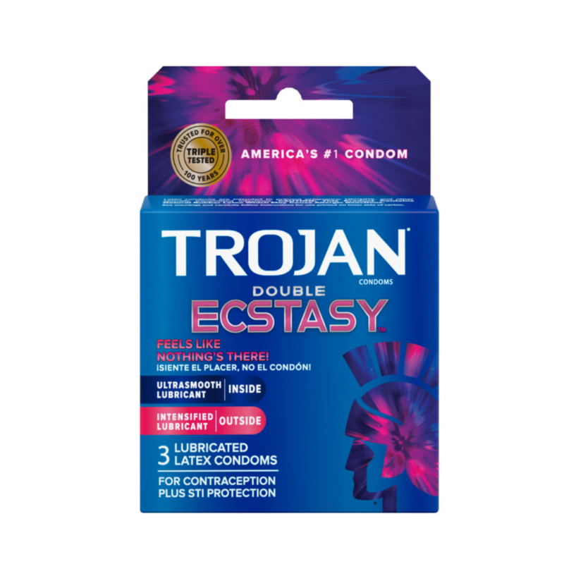 Trojan Trojan Condoms, Latex, Double Ecstasy Condoms Midnight Blue
