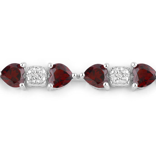 Bids.com 11.10 Carat Genuine Garnet and White Diamond .925 Sterling Silver Bracelet Bracelets