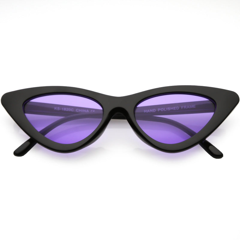 zeroUV Women's Retro Flat Angle Colored Lens Black Frame Sunglasses C511 Sunglasses