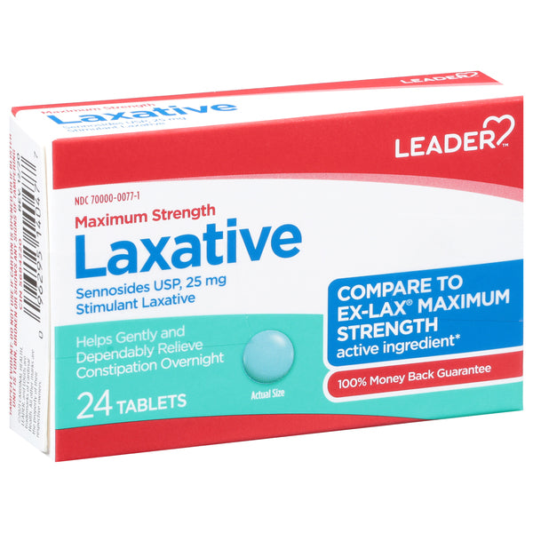 Leader Health Care Leader Health Care Laxative, Maximum Strength, 25 Mg, Tablets Medicine Cabinets