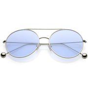 zeroUV Premium Oversize Color Oval Plat Lens Aviator Sunglasses C498 Sunglasses