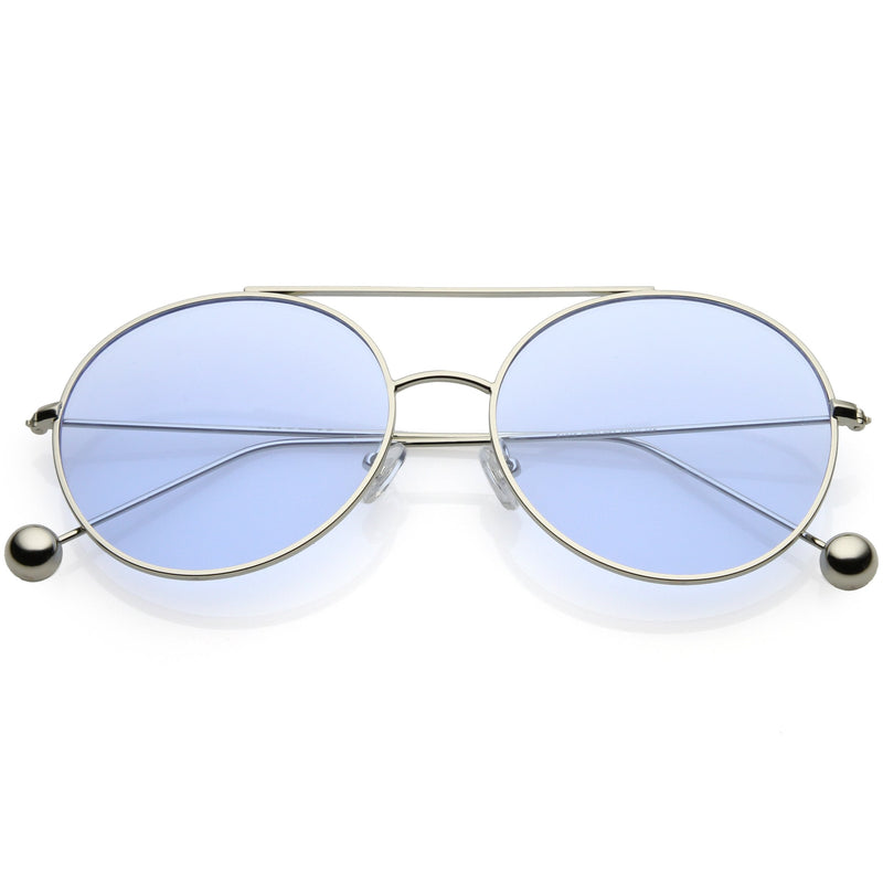 zeroUV Premium Oversize Color Oval Plat Lens Aviator Sunglasses C498 Sunglasses