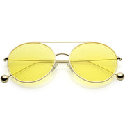 zeroUV Premium Oversize Color Oval Plat Lens Aviator Sunglasses C498 Sunglasses