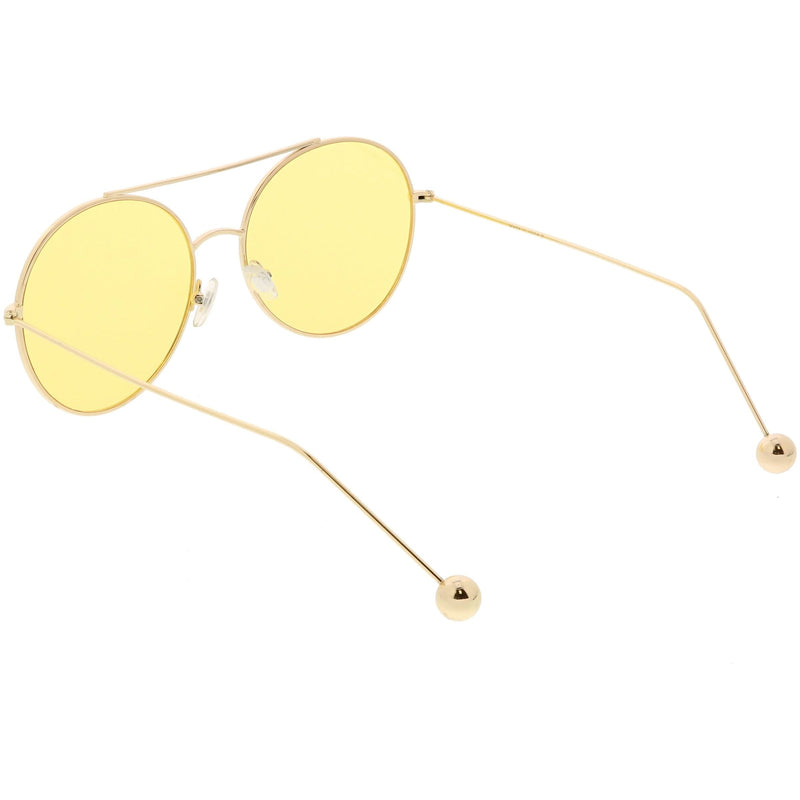 zeroUV Premium Oversize Color Oval Plat Lens Aviator Sunglasses C498 Sunglasses