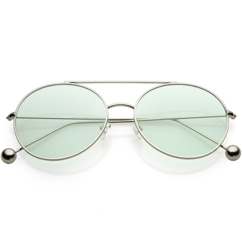 zeroUV Premium Oversize Color Oval Plat Lens Aviator Sunglasses C498 Sunglasses