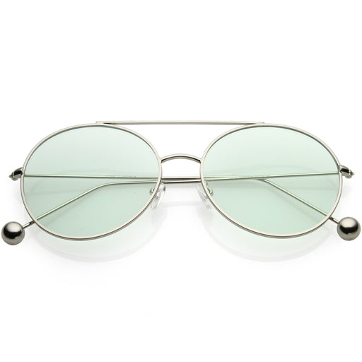 zeroUV Premium Oversize Color Oval Plat Lens Aviator Sunglasses C498 Sunglasses