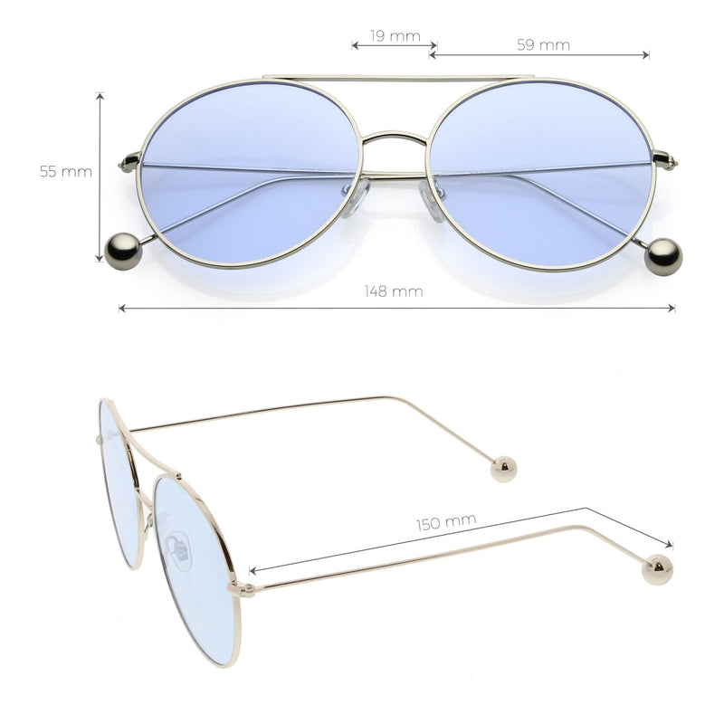 zeroUV Premium Oversize Color Oval Plat Lens Aviator Sunglasses C498 Sunglasses
