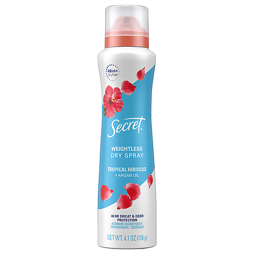 Secret Secret Antiperspirant/Deodorant, Tropical Hibiscus + Argan Oil, Weightless Dry Spray 4.1 Oz Bath & Body