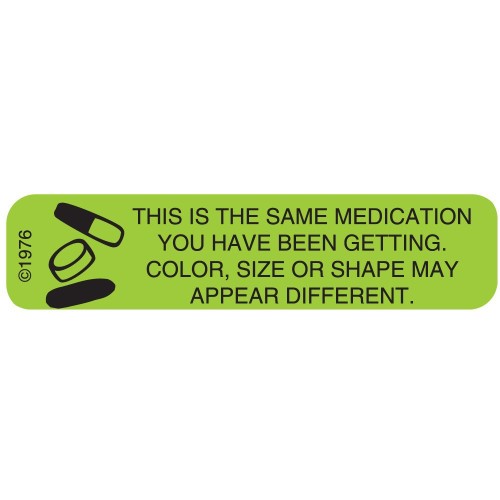 Pharmex Pharmex 1-61G "Color Size Shape" Permanent Paper Label, 1 9/16" X 3/8", Green, Pack O Labels & Tags