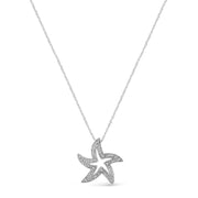 Bids.com .925 Sterling Silver Prong-Set Diamond Accent Starfish 18" Pendant Necklace (I-J Color, I1-I2 Clarity) Necklaces