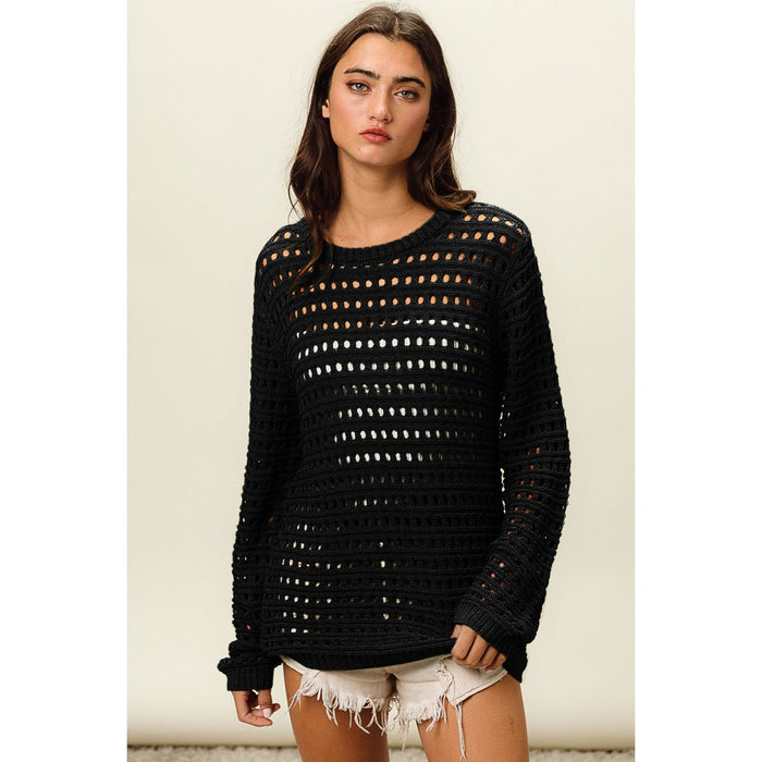 BiBi Round Neck Openwork Knit Cover Up