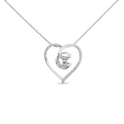Bids.com .925 Sterling Silver 1/4 Cttw Brilliant-Cut Diamond Open Heart Twisted Awareness Ribbon 18" Pendant Necklace (H-I Color, I1-I2 Clarity) Necklaces