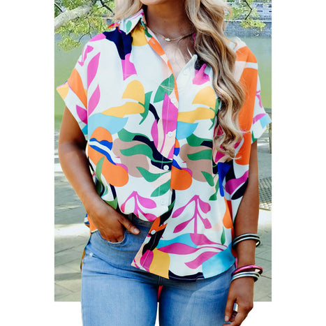 Printed Collared Neck Short Sleeve Shirt