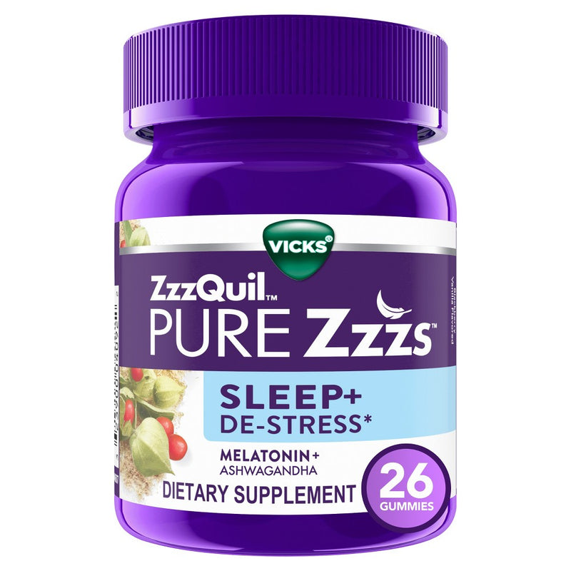 Vicks Vicks ZzzQuil Pure Zzzs Blackberry Vanilla Sleep+De-Stress 26 Gummies Snoring & Sleep Apnea Aids