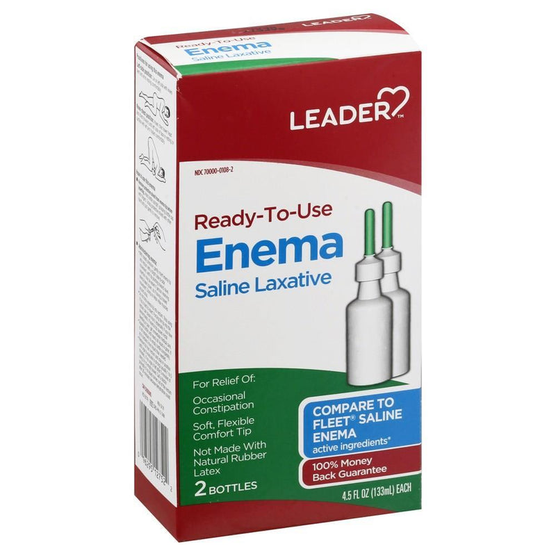 Leader Leader Ready-to Use Saline Laxative Enema 4.5 Oz Health & Beauty White Smoke