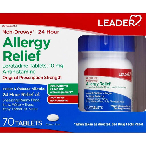 Leader Leader 10 Mg Original Prescription Strength Non-Drowsy Allergy Relief Medicine & Drugs Firebrick