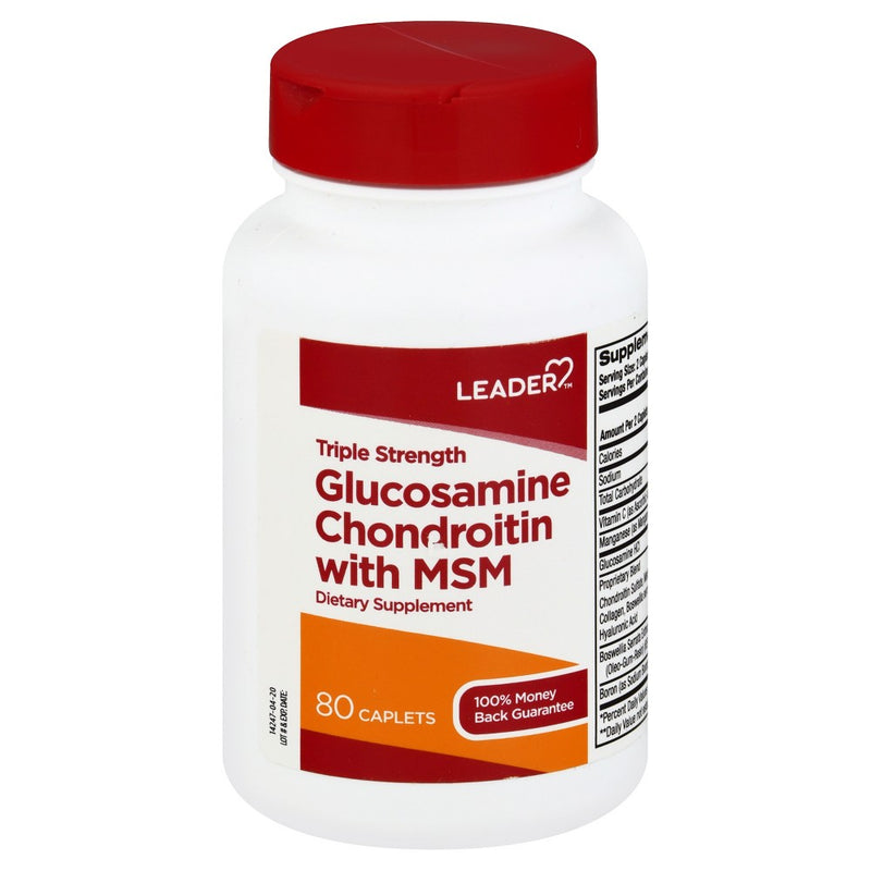 Leader Health Care Leader(Tm)  Triple Strength Glucosamine Chondroitin With MSM Caplets 80Ct Vitamins & Supplements