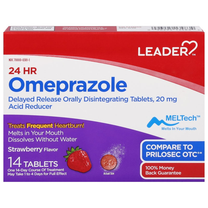 Leader Leader Omeprazole, 20 Mg, Tablets, Strawberry Flavor Health & Beauty