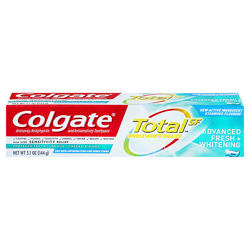 Colgate Colgate Total SF Toothpaste, Advanced Fresh + Whitening, Gel Toothpaste Alice Blue