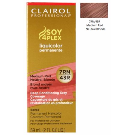 Clairol Professional Clairol Professional Soy4Plex 7RN/43R Medium Red Neutral Blonde LiquiColor Permanent Hair Color Hair Color White Smoke