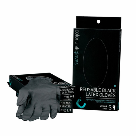 0 Colortrak Reusable Latex Salon Gloves Small Black 4 Pack 4BG-S Hair Styling Tools