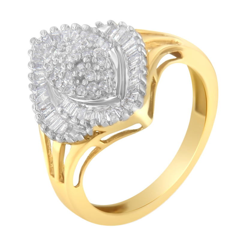 Bids.com 10K Yellow Gold Diamond Cocktail Ring (1/2 Cttw, J-K Color, I2-I3 Clarity) - Size 6-1/2 Rings