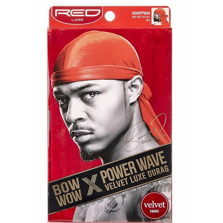 Kiss Cosmetics Kiss Red Bow Wow By Power Wave Velvet Luxe Durag – HDUPPV04 Red Combs & Brushes