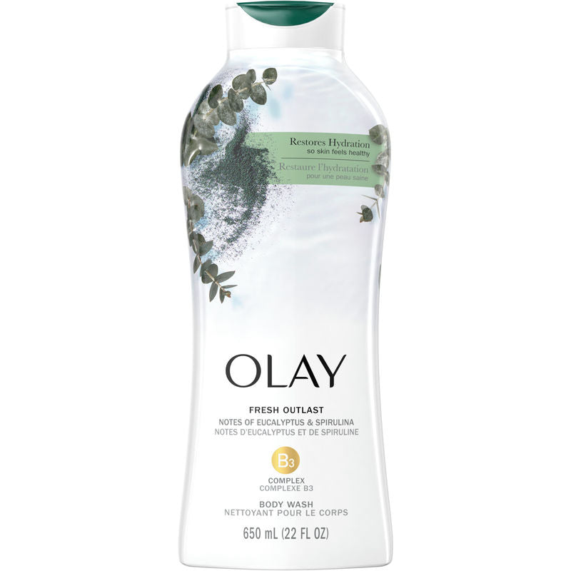 Olay Olay Fresh Outlast Paraben Free Body Wash With Relaxing Notes Of Eucalyptus And Spirulina, 22 Fl Oz Body Wash White Smoke