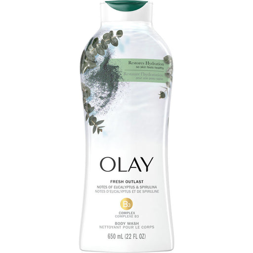 Olay Olay Fresh Outlast Paraben Free Body Wash With Relaxing Notes Of Eucalyptus And Spirulina, 22 Fl Oz Body Wash White Smoke