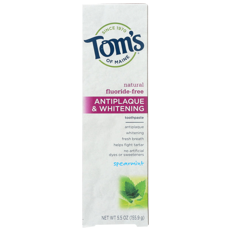 Tom's of Maine Tom's of Maine Natural Antiplaque And Whitening Fluoride Free Toothpaste Spearmint 55 Ounce Toothpaste