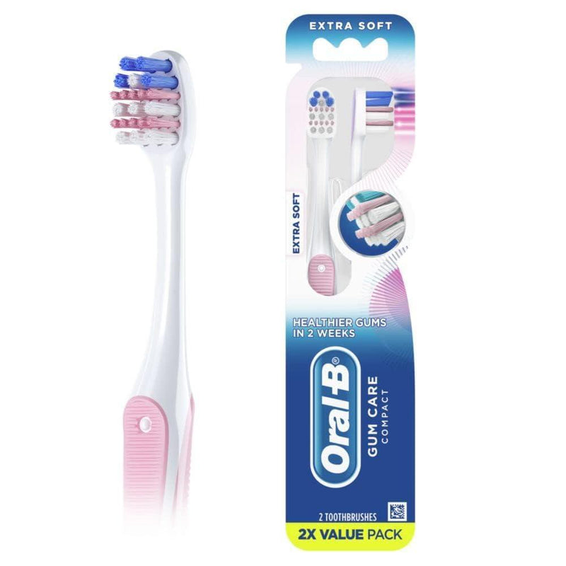 Oral B Oral B Toothbrush, Gum Care Compact, Extra Soft, 2x Value Pack Toothbrushes