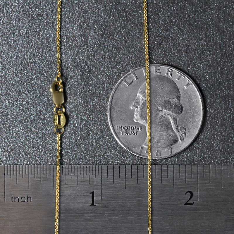 Bids.com 14k Yellow Gold Diamond Cut Cable Link Chain 0.8mm Necklaces