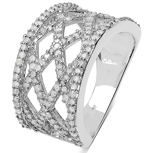 Bids.com 0.92 Carat Genuine White Diamond .925 Sterling Silver Ring Rings