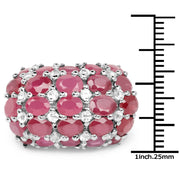 Bids.com 8.54 Carat Glass Filled Ruby and White Topaz .925 Sterling Silver Ring Rings